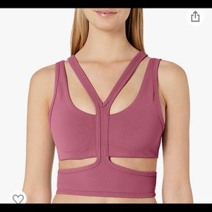 EUC Alo Yoga Trackie Cutout Sports Bra - Flamingo Pink - Size L